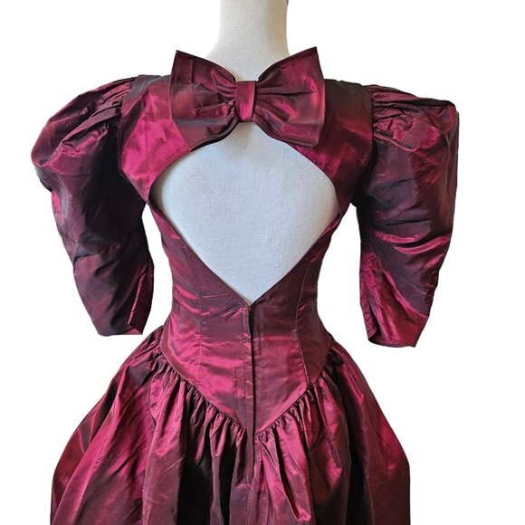Vintage 90s Womens Size 4‎ Burgundy Irridescent Prom Formal Gown Dress Regency - Picture 7 of 13